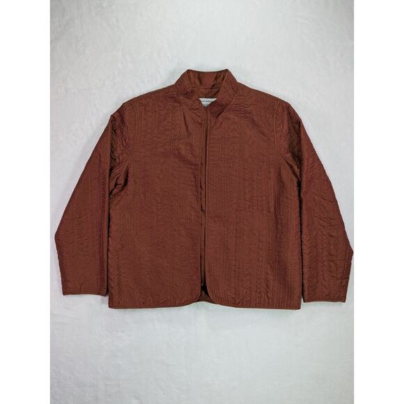 Burnt Orange Embroidered Lined Open Front Jacket Size 10P by Alfred Dunner - Picture 1 of 11